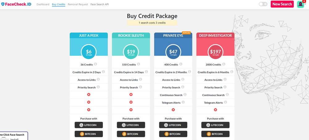 Buy Facecheck ID Credit